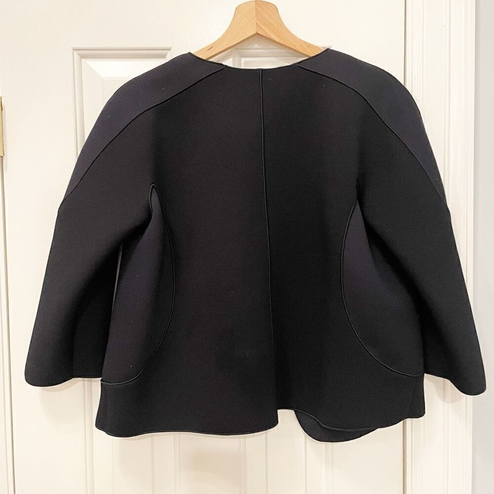 Armani Collezioni Navy Blue Neoprene Cropped Blazer Size 8 - Picture 2 of 5